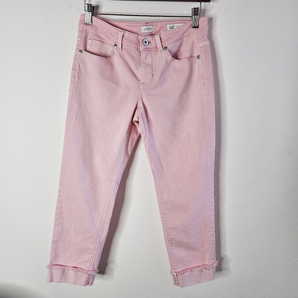 J. Jill Women’s Authentic Fit Cropped Jeans Pastel Pink Denim Stretch Size 2P